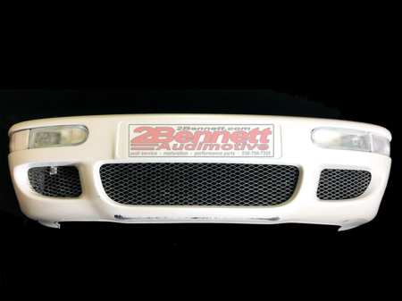 Audi RS2 bumper assembly OEM complete with mounts, gills, lights, signals, and Pearl White paint 2Bennett Audimotive